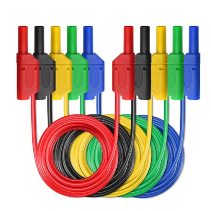 Set 5 cabluri testare multimetru 100cm 1000V 15A multicolor