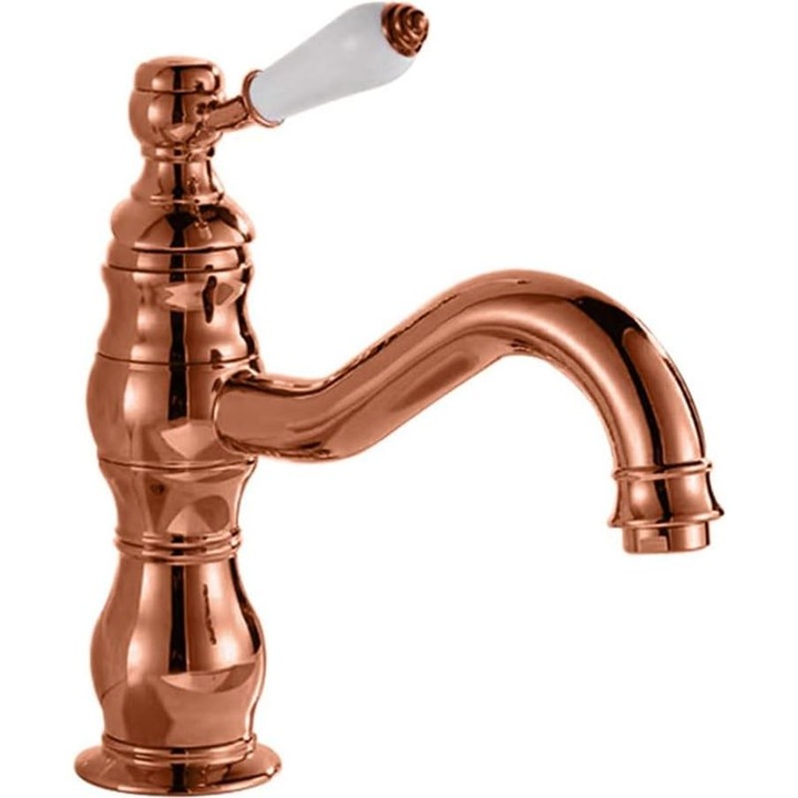 Fürdőszobai mosdó csaptelep, egykaros, rózsaarany, rövid, 60cm 3/8" tömlő