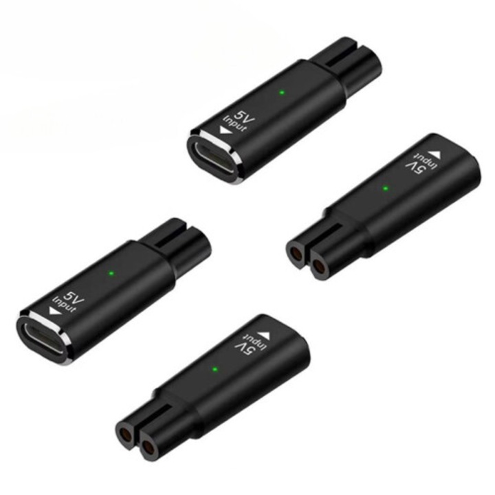 USB адаптер за зарядно устройство за електрическа самобръсначка, комплект 4 бр., черен