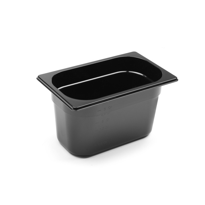 Съд Hendi Gastronorm GN 1/4, 100 мм, 2.8 л, Черен поликарбонат