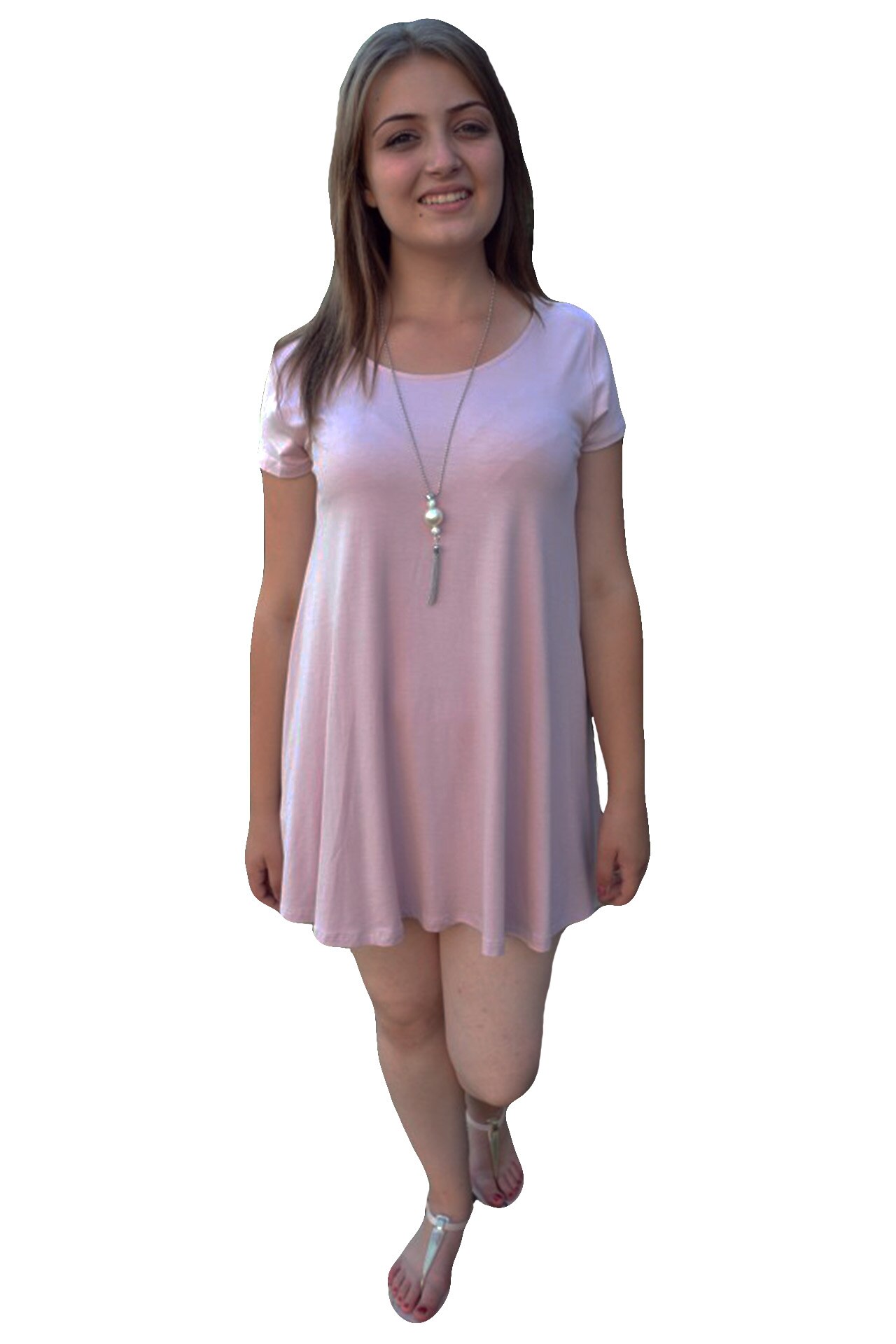 Rochie de vara cu croi lejer,D&J Exclusive,, Roz Pudra