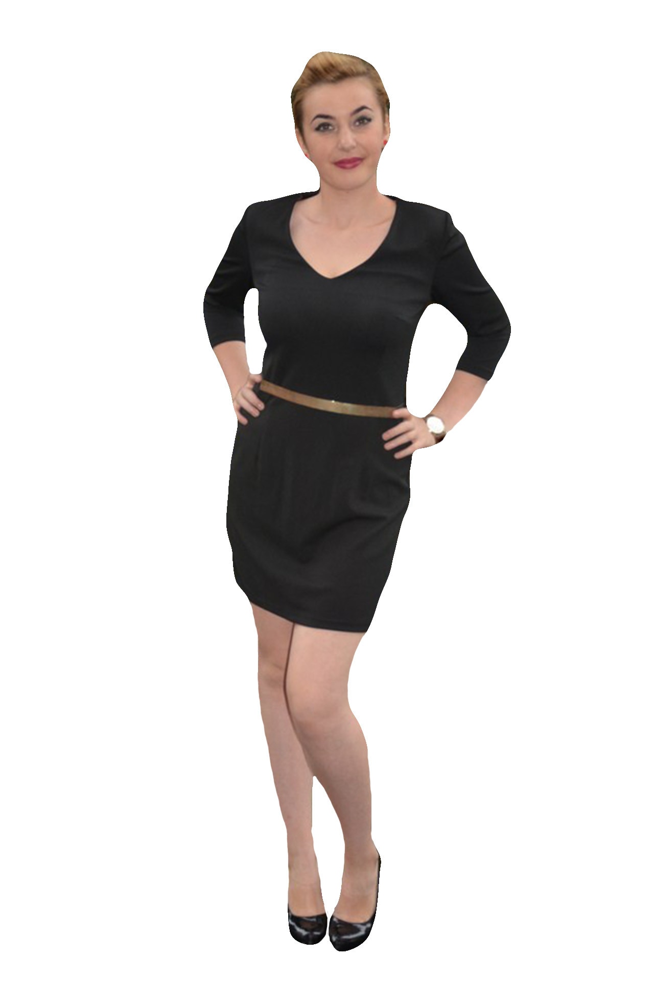 Rochie mulata cu o curea in talie,D&J Exclusive, Negru