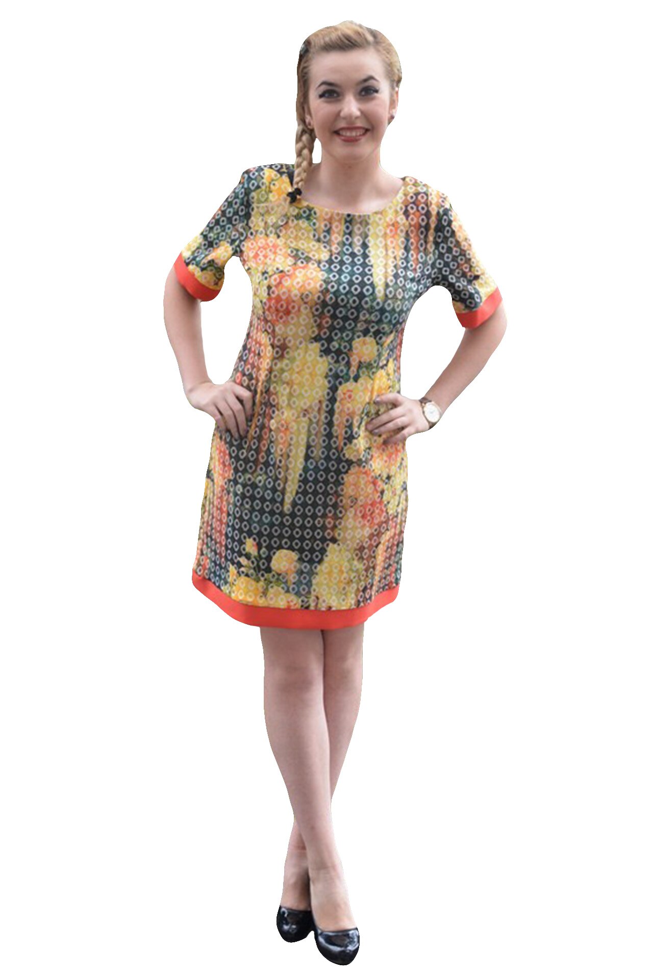 Rochie subtire de vara, scurta, cu imprimeu aparte in tesatura,D&J Exclusive, Multicolor