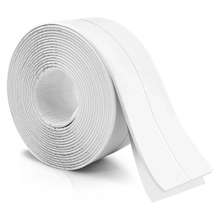 Öntapadós PVC tömítőszalag, fehér, 1.5x26.7cm, vízálló fürdőszobába és konyhába