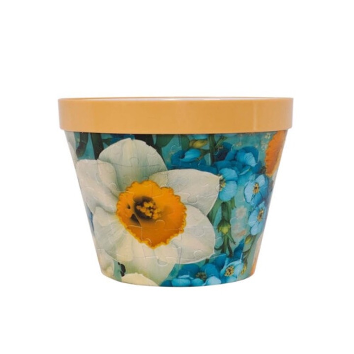 Vaza puzzle 3D multifunctionala, decorativa, alb, 15x15x20cm