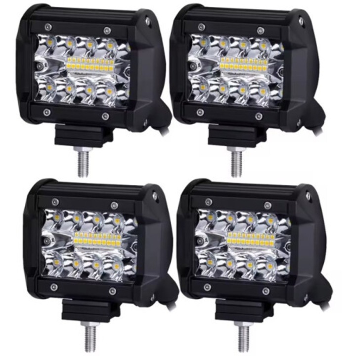 Set 4 proiectoare LED 4 inch 60W alb 6500K 12V