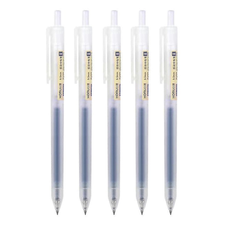 Visszahúzható tollak, 5 db-os készlet, többszínű, 0.5mm, ergonomikus