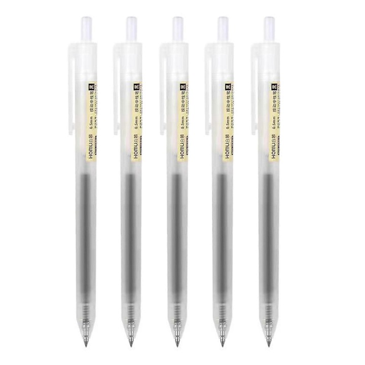 Visszahúzható tollak, 5 db-os készlet, fekete, 0.5mm, ergonomikus