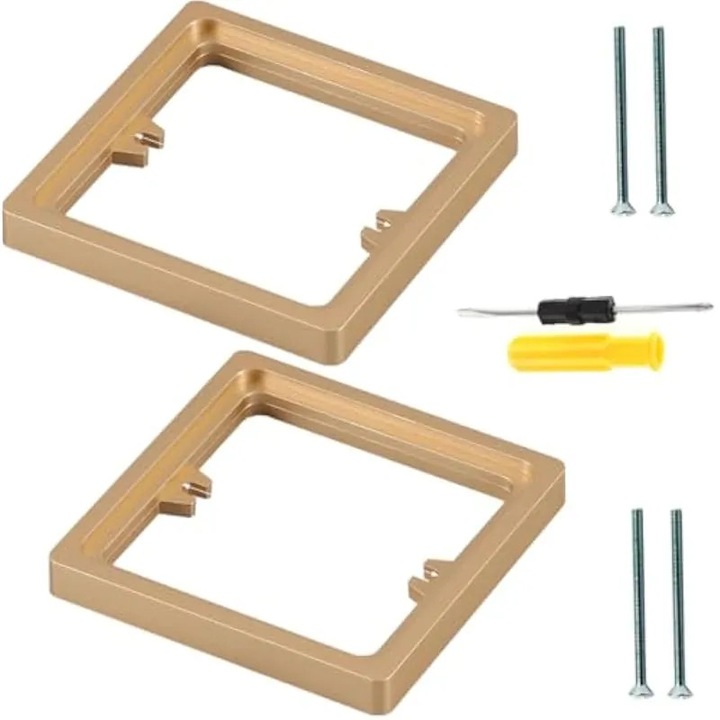 Rama distantier 10 mm pentru priza/innod modul single K0538-C260803-1183-AMZ, ABS, cu suruburi montaj 40 mm, distanta prindere 60 mm, auriu, set 2