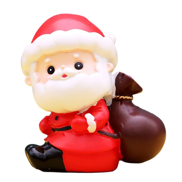 Мини фигурка мече Коледа, смола, цветна, 7x5x4см