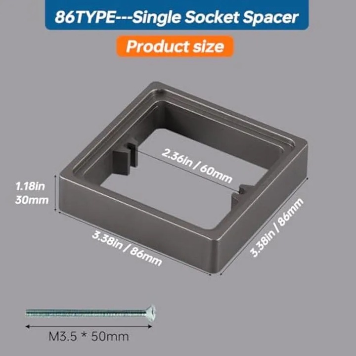 Extensie spatiu priza, 30mm, gri, set 2 buc