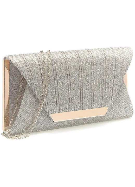 Geanta dama clutch eleganta, auriu, 26x14x4.5cm, curea detasabila 120cm
