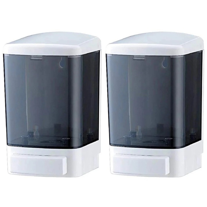 Dispenser sapun manual perete set 2 plastic 1000ml transparent
