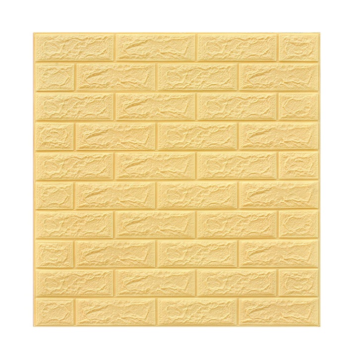 3D öntapadós hab falpanel, krém, 70x77cm, vízálló
