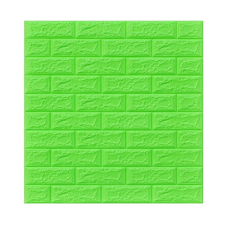 3D öntapadós XPE hab falpanel, zöld tégla minta, 70x77cm