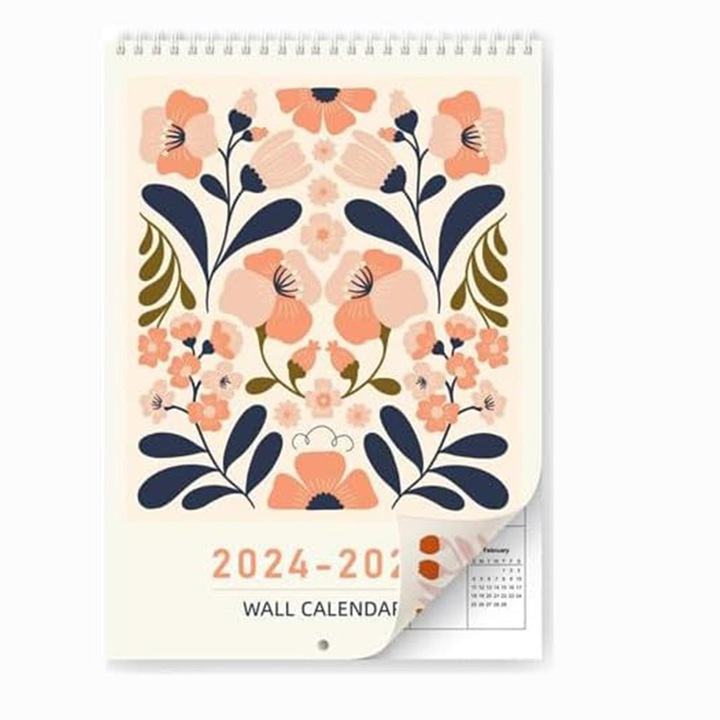 Absztrakt fali naptár 2024, 18 hónapos, színes, 30x21cm