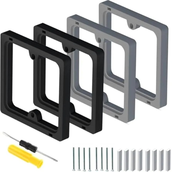 Set 4 distantiere prize 10mm, negru-gri, extensie montaj 40mm, 10x10cm