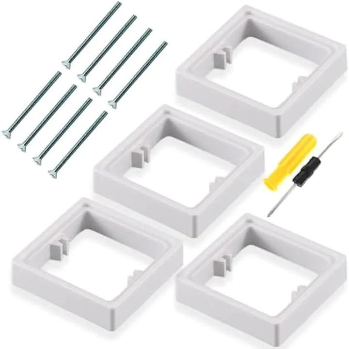 Set 4 distantiere 20mm pentru cutie intrerupator, alb, 50mm suruburi montaj