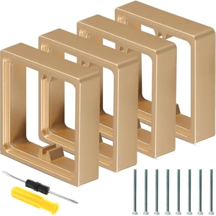 Set 2 distantiere patrate 20mm pentru cutie priza, auriu, 20x20mm