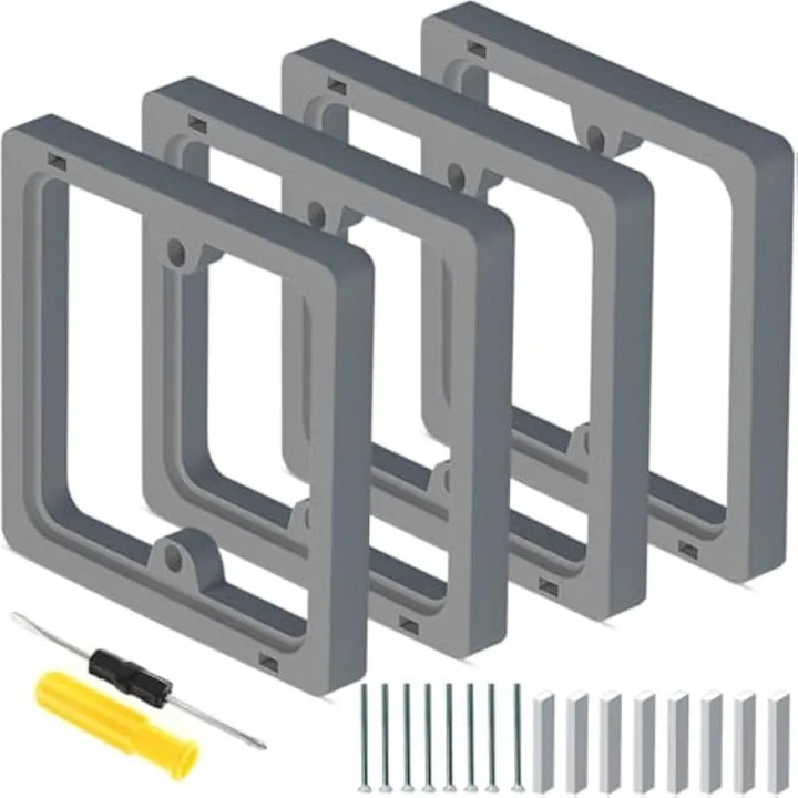 Set 4 distantiere 10mm pentru prize, gri, 40mm suruburi, 10x10cm