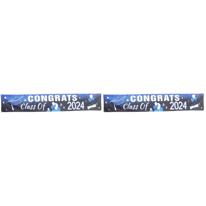Banner decorativ pentru petrecere absolvire, set 2 piese, poliester, 300x50cm