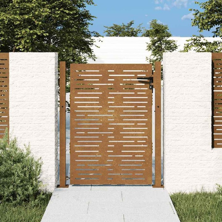 Poarta gradina, Corten, design decupat laser, ruginiu, 110x180cm