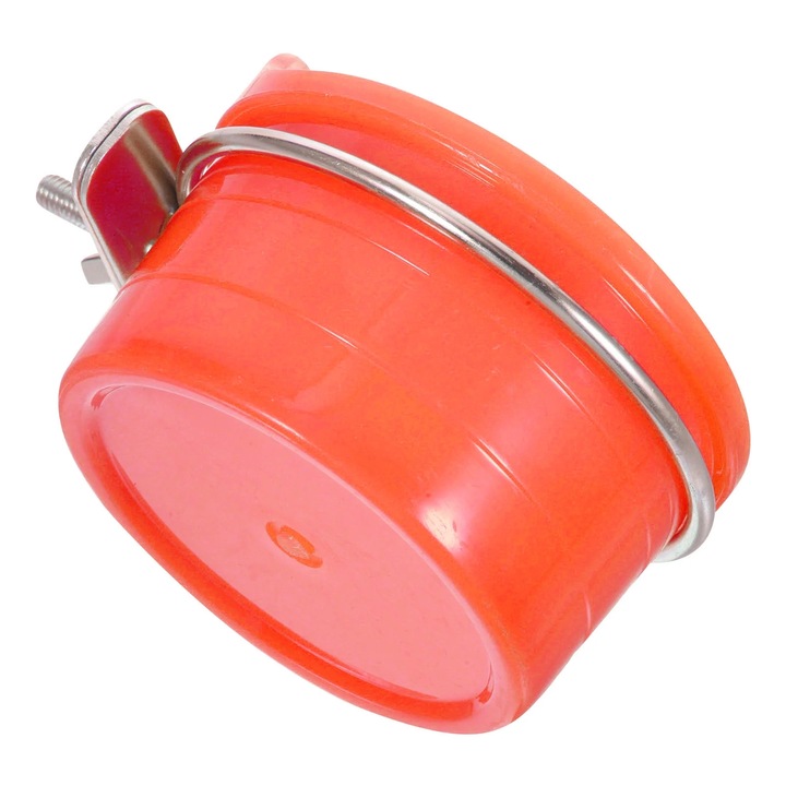 Hranitor pentru pasari ZYBLSSBB LSM2xh1130-BCS0049658, bol agatat din plastic cu elemente din inox, rosu, 9.5 x 9.5 x 7 cm, set 2 buc.