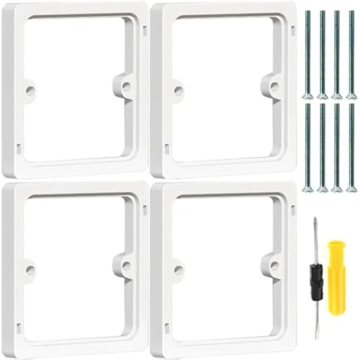 Set distantiere 10mm pentru prize si intrerupatoare, alb, 10x10mm