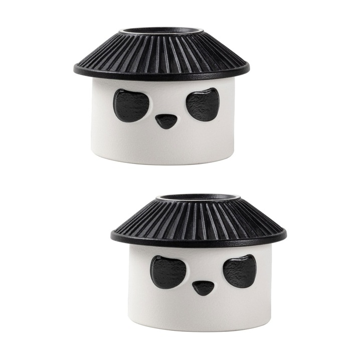 Filtru de ceai ZYBLSSBB LSM2xh1162-BCS0049795, ceramic cu design panda si capac, alb/negru, set 2, 8.9 x 8.9 x 6 cm