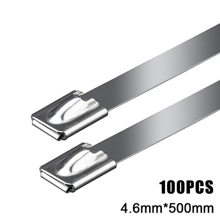 100 db fém kábelbilincs készlet, 4.6x100-350mm, rozsdamentes acél