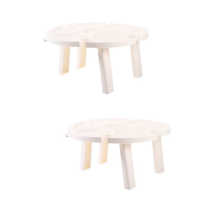 Masa pliabila picnic, plastic, alb, 30x30x14cm, set 2 bucati