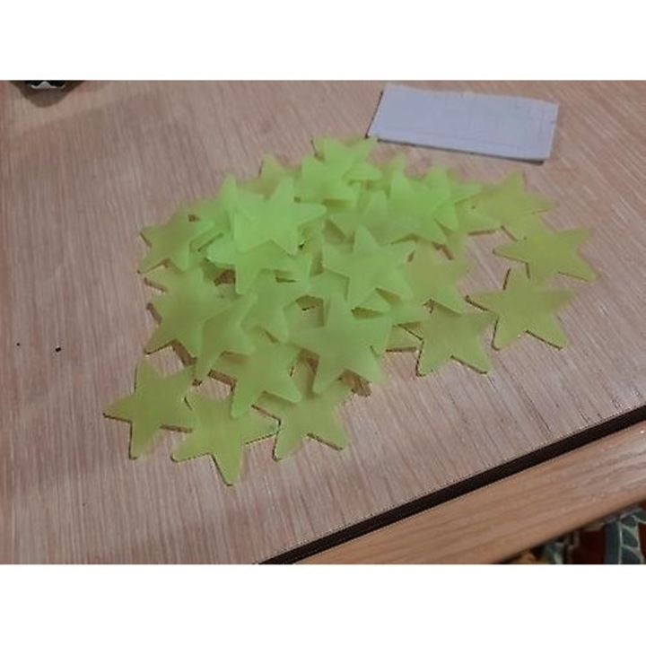 Комплект 50 3D флуоресцентни стикери звезди, многоцветни, 3см