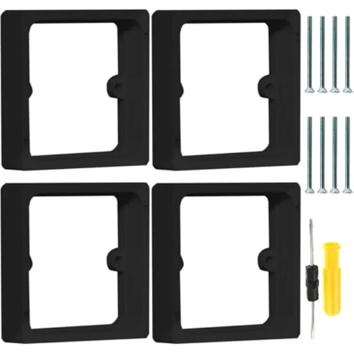 Set distantiere pentru prize si intrerupatoare 20mm negru 4 buc