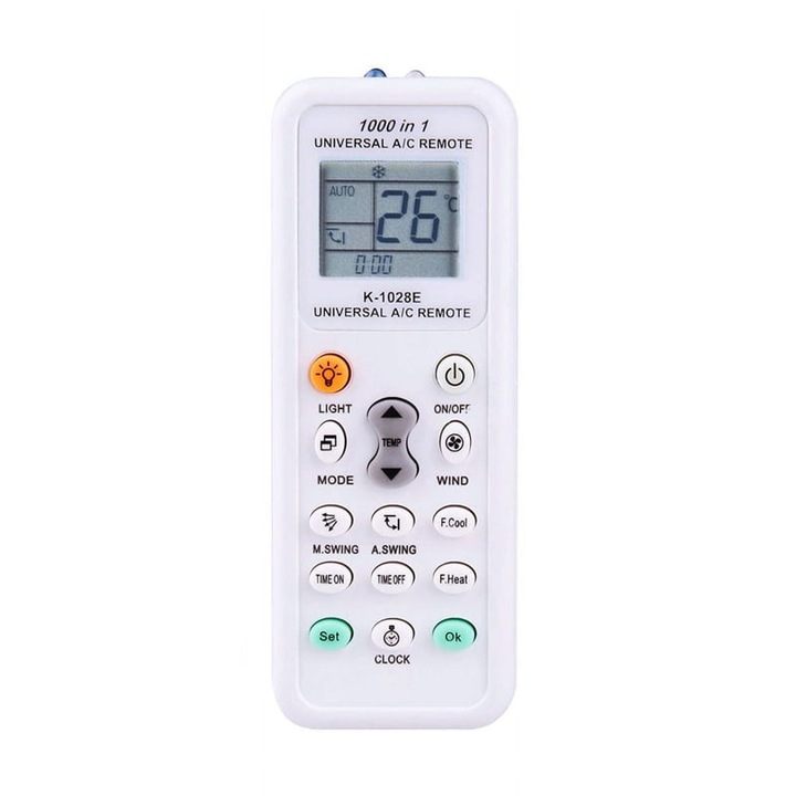 Univerzális légkondicionáló távirányító LCD 13.2x5x2cm fehér