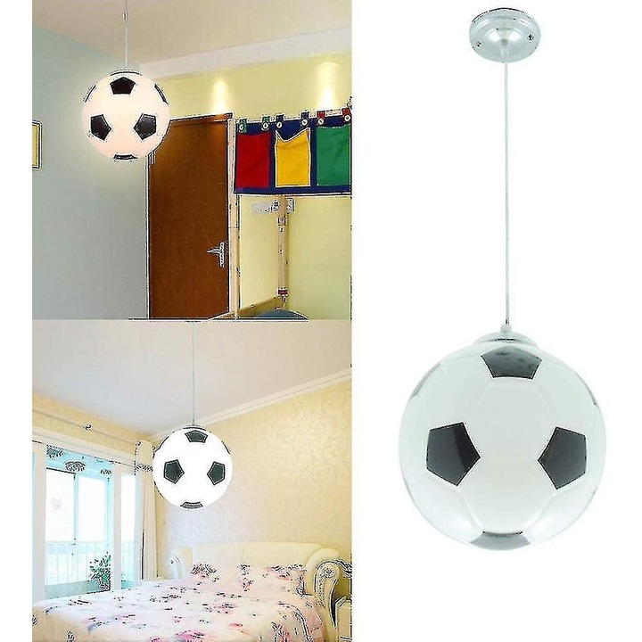 Függőlámpa, futball, LED, fekete-fehér, 30x30cm