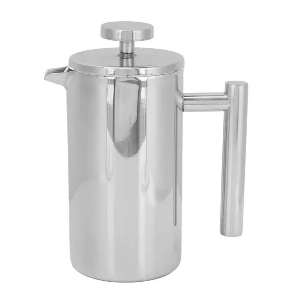 Cafetiera franceza, otel inoxidabil, dublu strat, 1000ml, argintiu