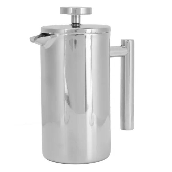 Cafetiera franceza, otel inoxidabil, dublu strat, 1000ml, argintiu