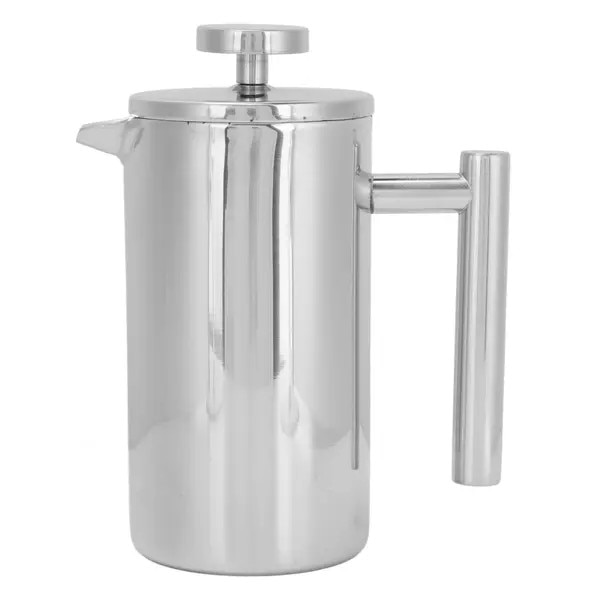 Cafetiera franceza, otel inoxidabil, dublu strat, 1000ml, argintiu