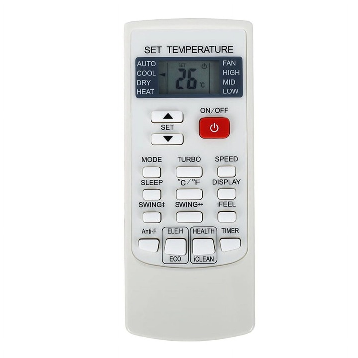 YKR-H/102E fehér légkondicionáló távirányító 15x5x2cm