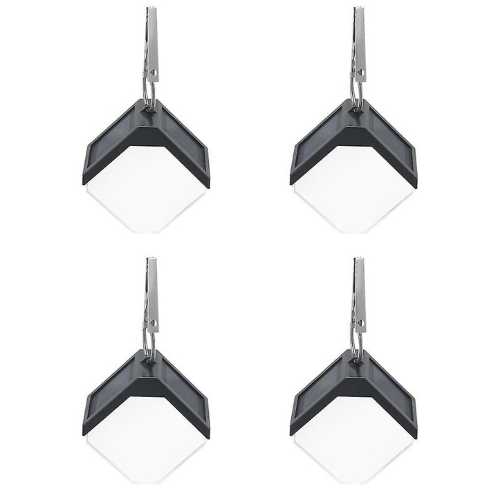 Комплект от 4 соларни градински лампи, LED, черни, 109.56см