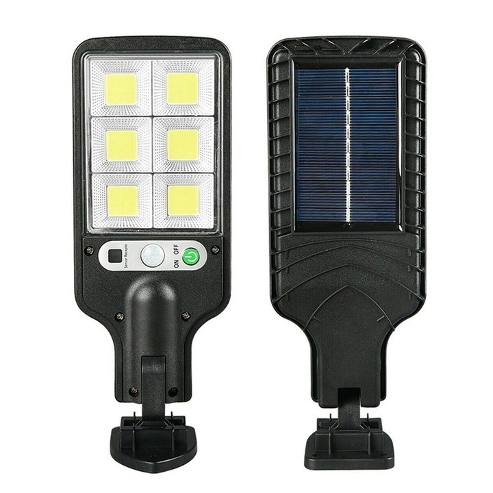 Слънчева LED лампа за стена със сензор за движение, черна, 22.7x8.4см