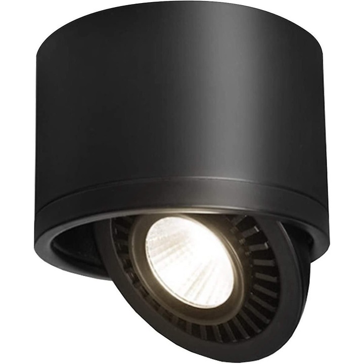 Spot LED tavan 15W, negru, reglabil, aluminiu, 1 bec