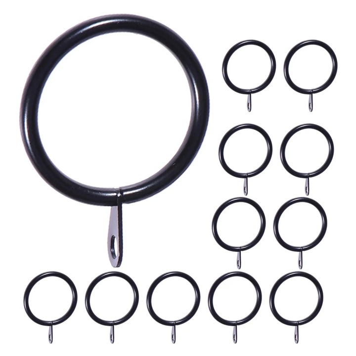 Set 20 inele pentru perdea de dus, metal, 4x4x0.3cm, argintiu