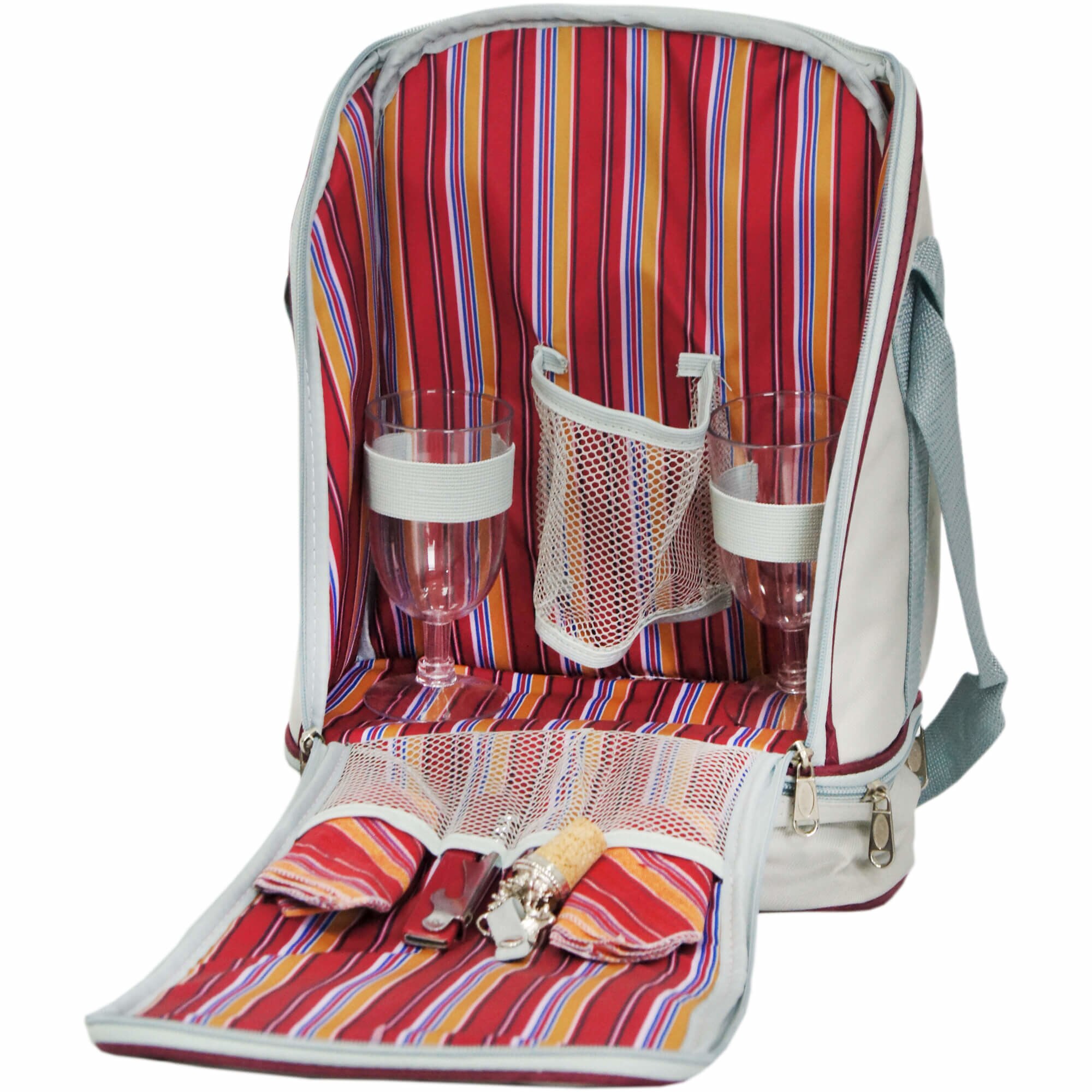 Set rucsac de picnic pentru 2 persoane cu accesorii, Multicolor eMAG.ro