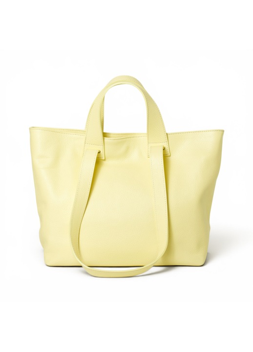 Moranti Veronica shopper táska, természetes bőr, sárga, 40x30x15cm