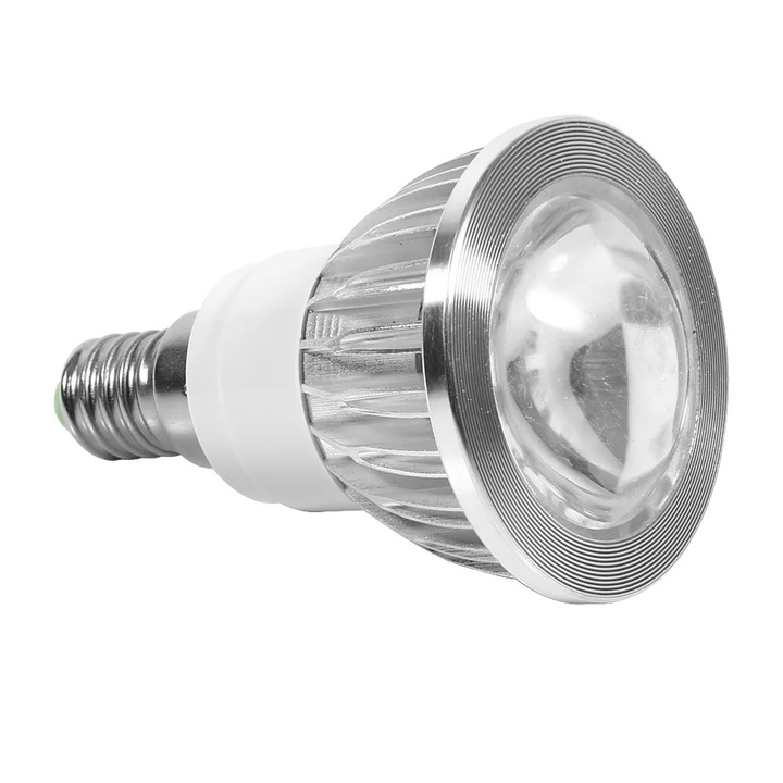 Bec LED pentru plante, 10 LED, argintiu, 4.8x7.9cm, E14
