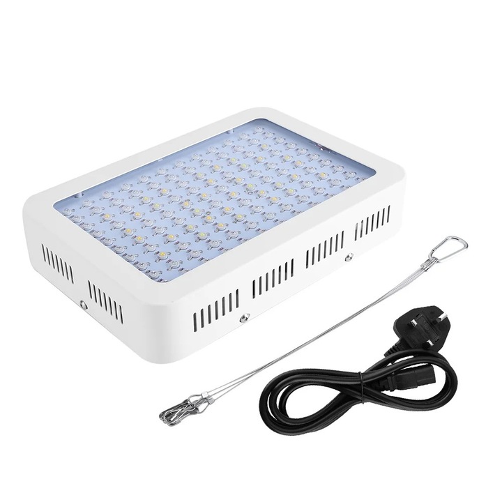 Lampa de crestere LED ZYBLSSBB LSM2xh1406-BCS0036349, spectru complet 120 LED (68R+16B+12W+24Na), 120W putere reala, AC85-265V, priza UK, alb, 31.1 x 21.5 x 6 cm