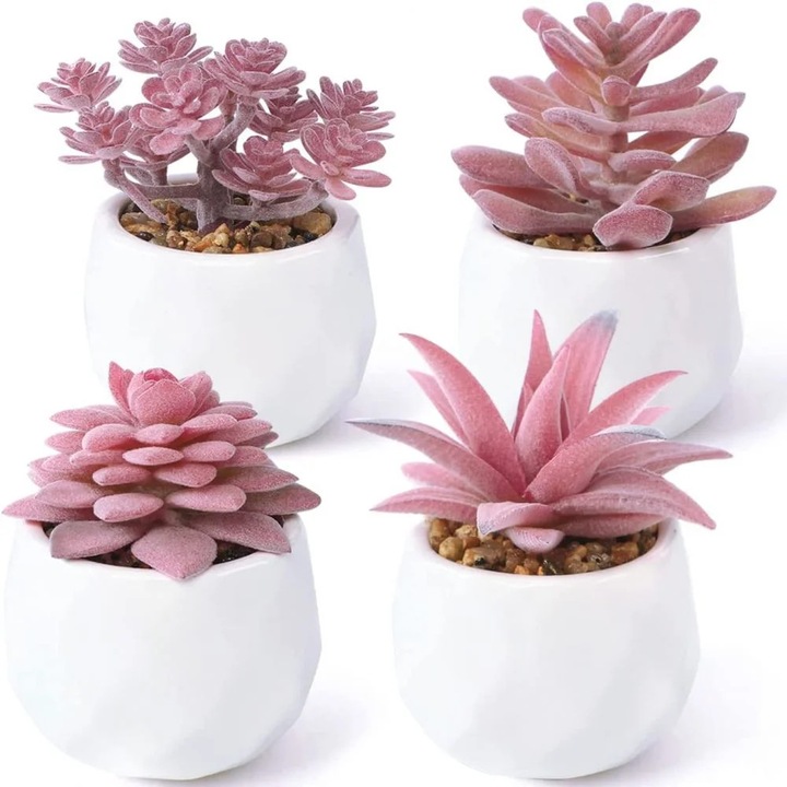 Plante artificiale, plastic, ghivece ceramic, decor, mic