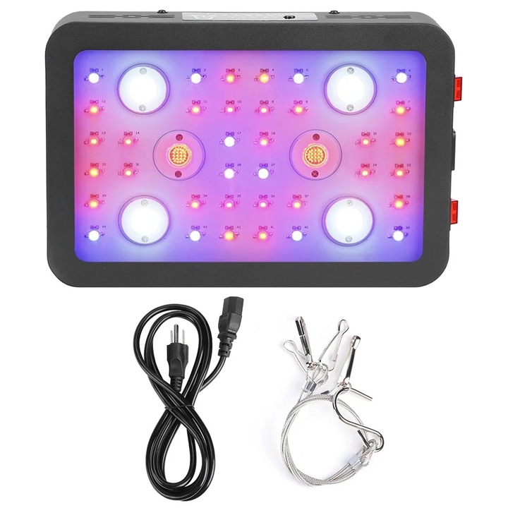 Lumina LED pentru cresterea plantelor ZYBLSSBB LSM2xh2580-BCS0039597, 110W, 42 LED, 85–265V, priza US, negru, 30 x 21 x 6 cm