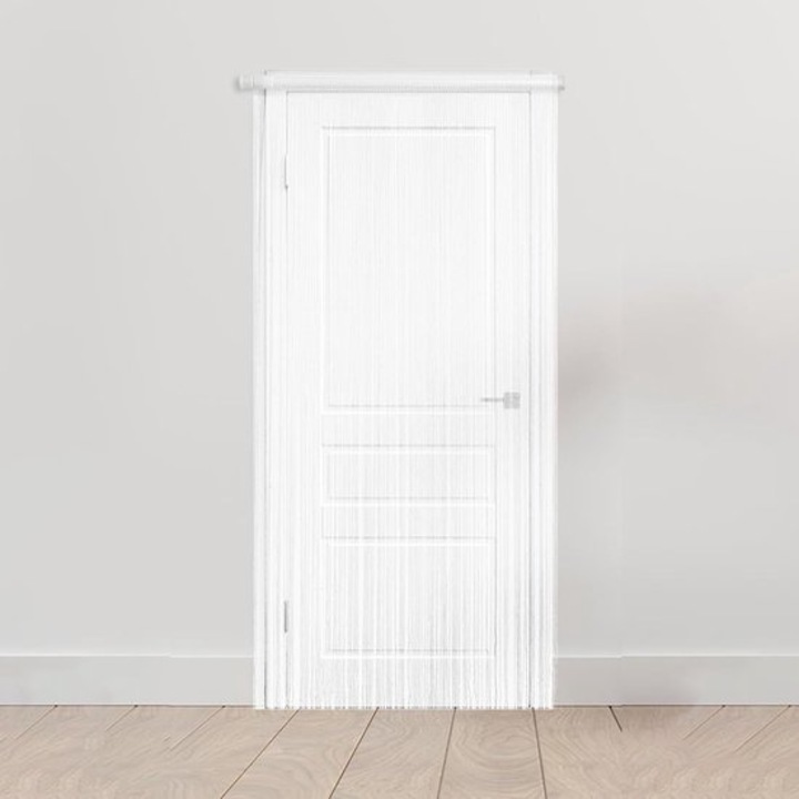 Gyöngyfüggöny, fehér, 200x100cm, poliészter, dekoratív